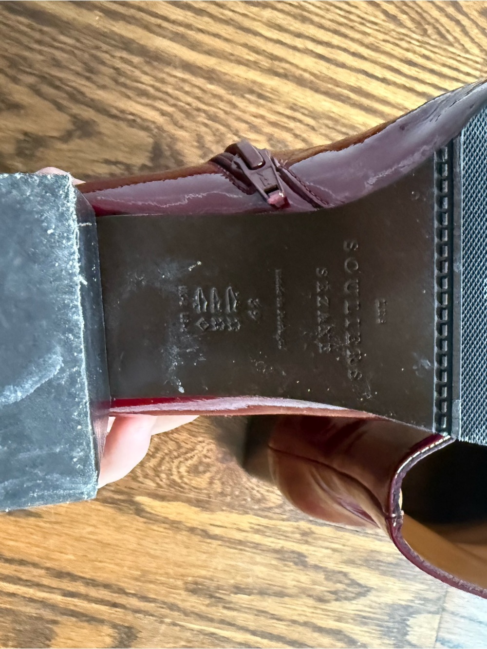 Sezane Burgundy Patent Ankle Boots - Picture 8 of 8